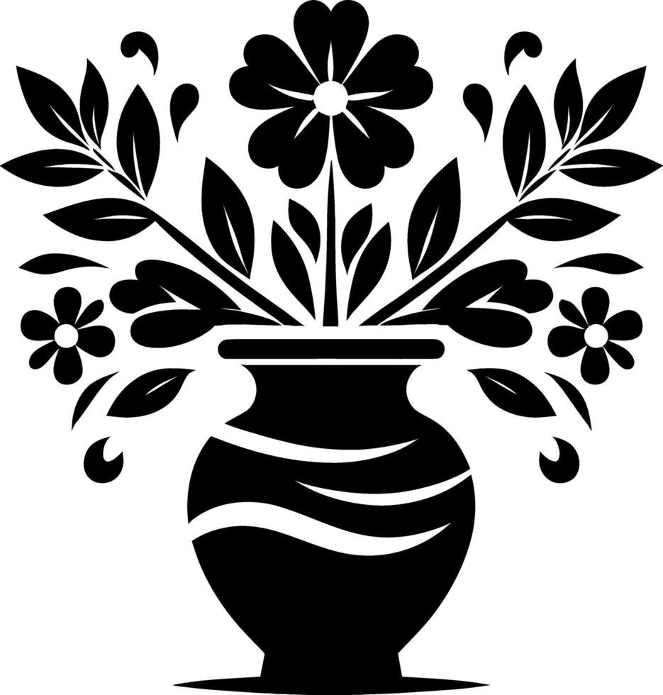 beautiful flower pot flat illustration vector