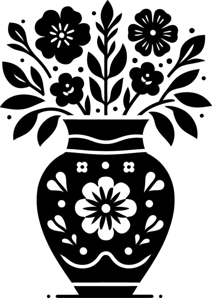 decorative flower pot with flower illustration vector