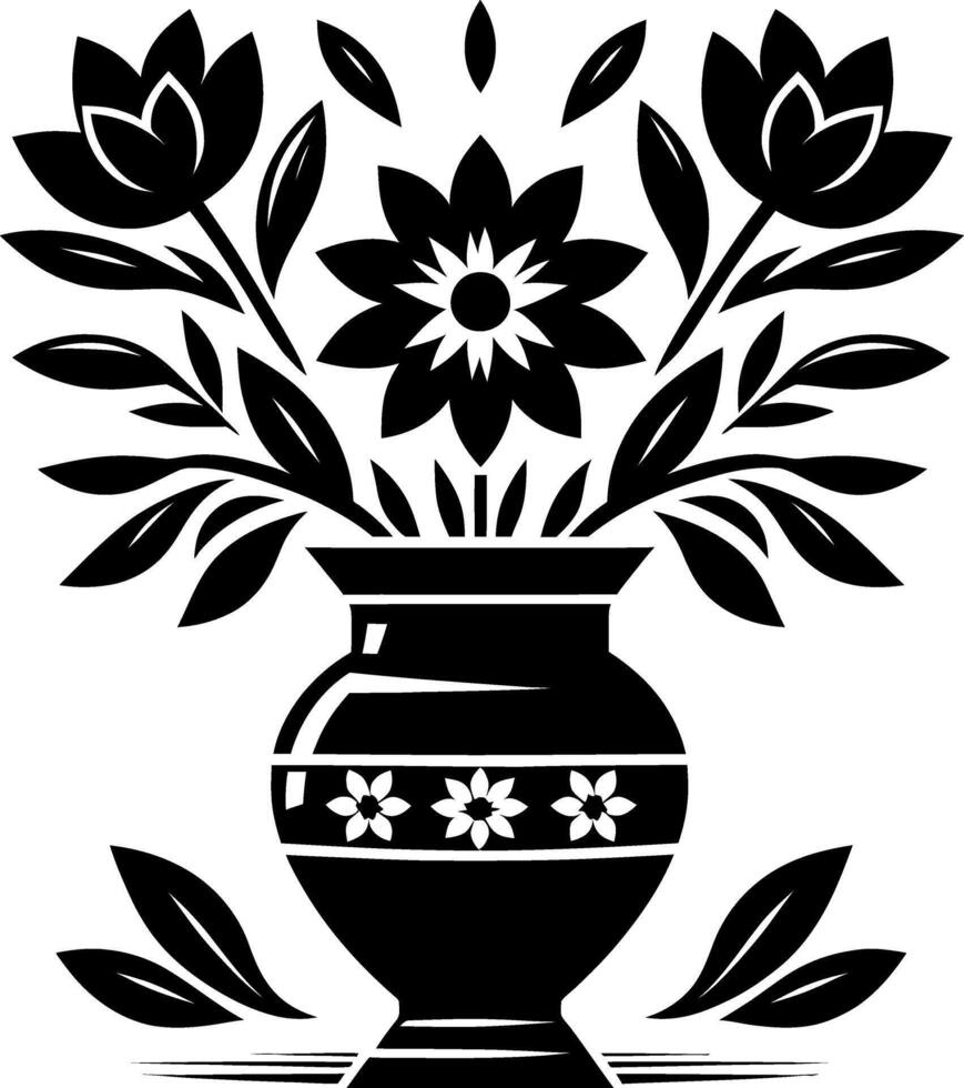Flowerpot with flower silhouette illustration vector