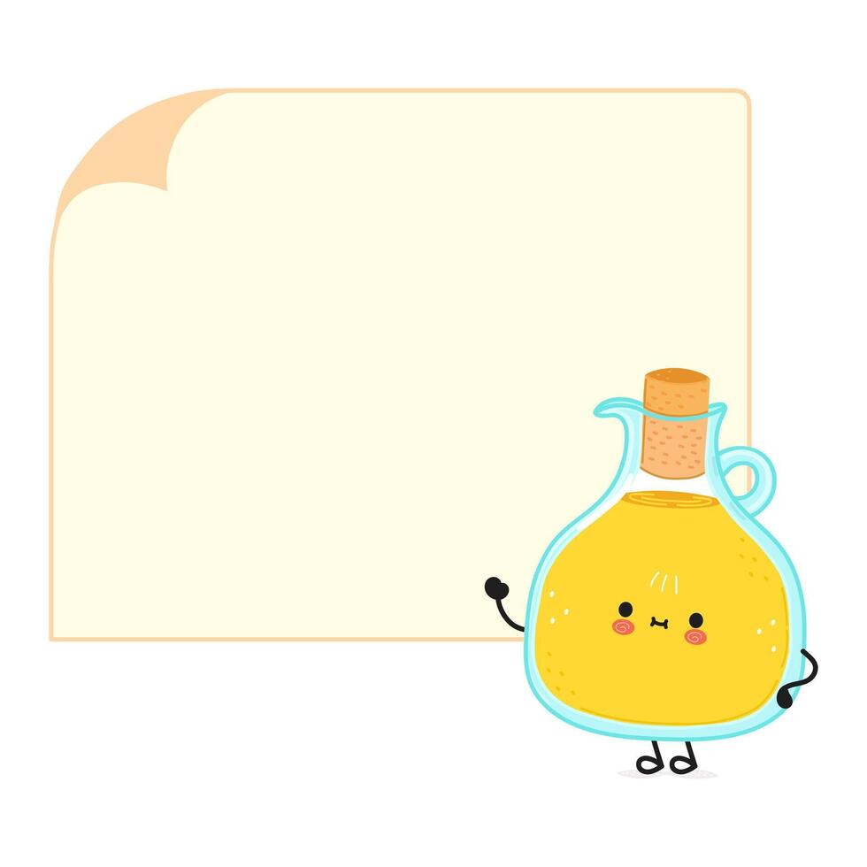 Cute funny Olive oil poster character. hand drawn cartoon kawaii character illustration. Isolated white background. Olive oil poster vector