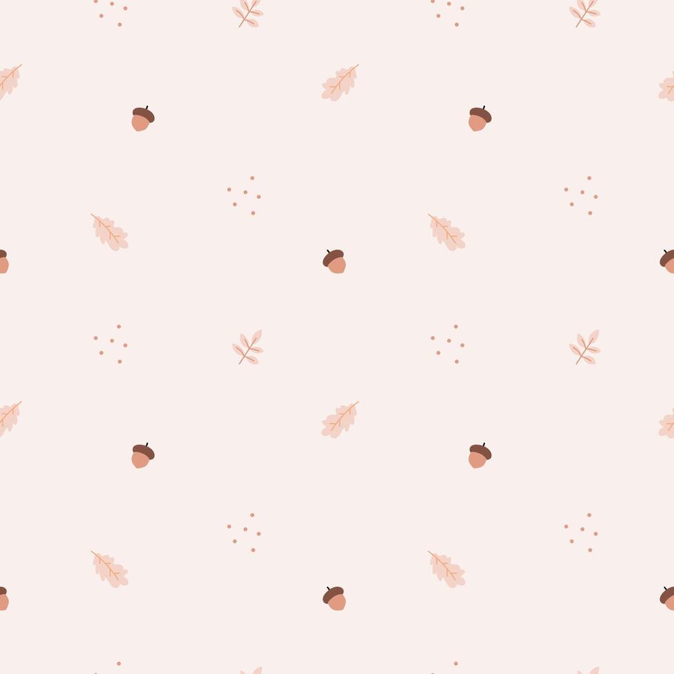 Untitled-2A simple, cozy,autumn pattern in a minimalist forest,acorns, leaves and graphic elements pattern in a Scandinavian style. vector