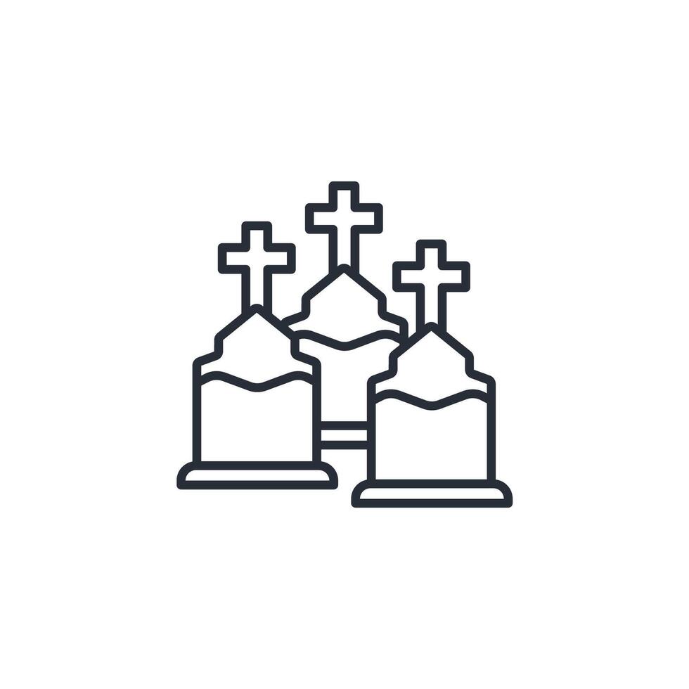 Cemetery icon. .Editable stroke.linear style sign for use web design,logo.Symbol illustration. vector