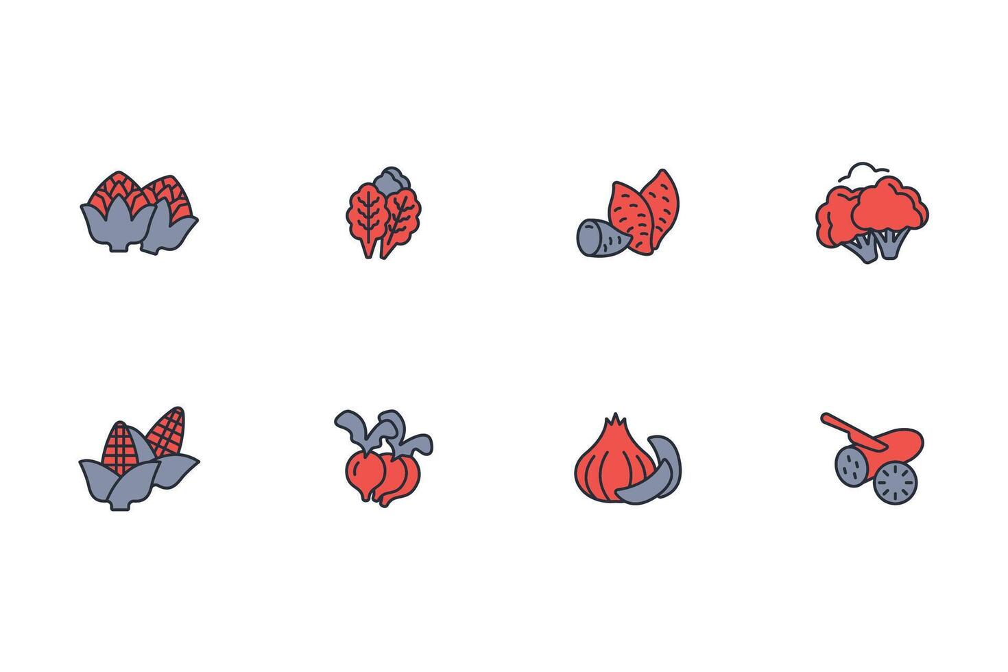 Vegetables icon set..Editable stroke.linear style sign for use web design,logo.Symbol illustration. vector