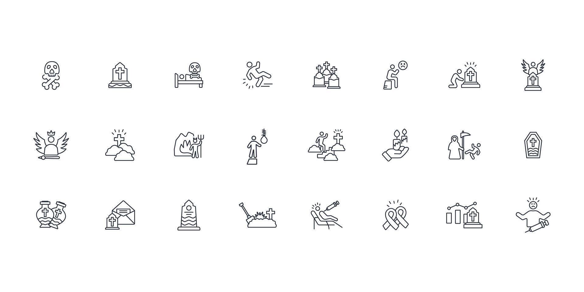 death icon set..Editable stroke.linear style sign for use web design,logo.Symbol illustration. vector