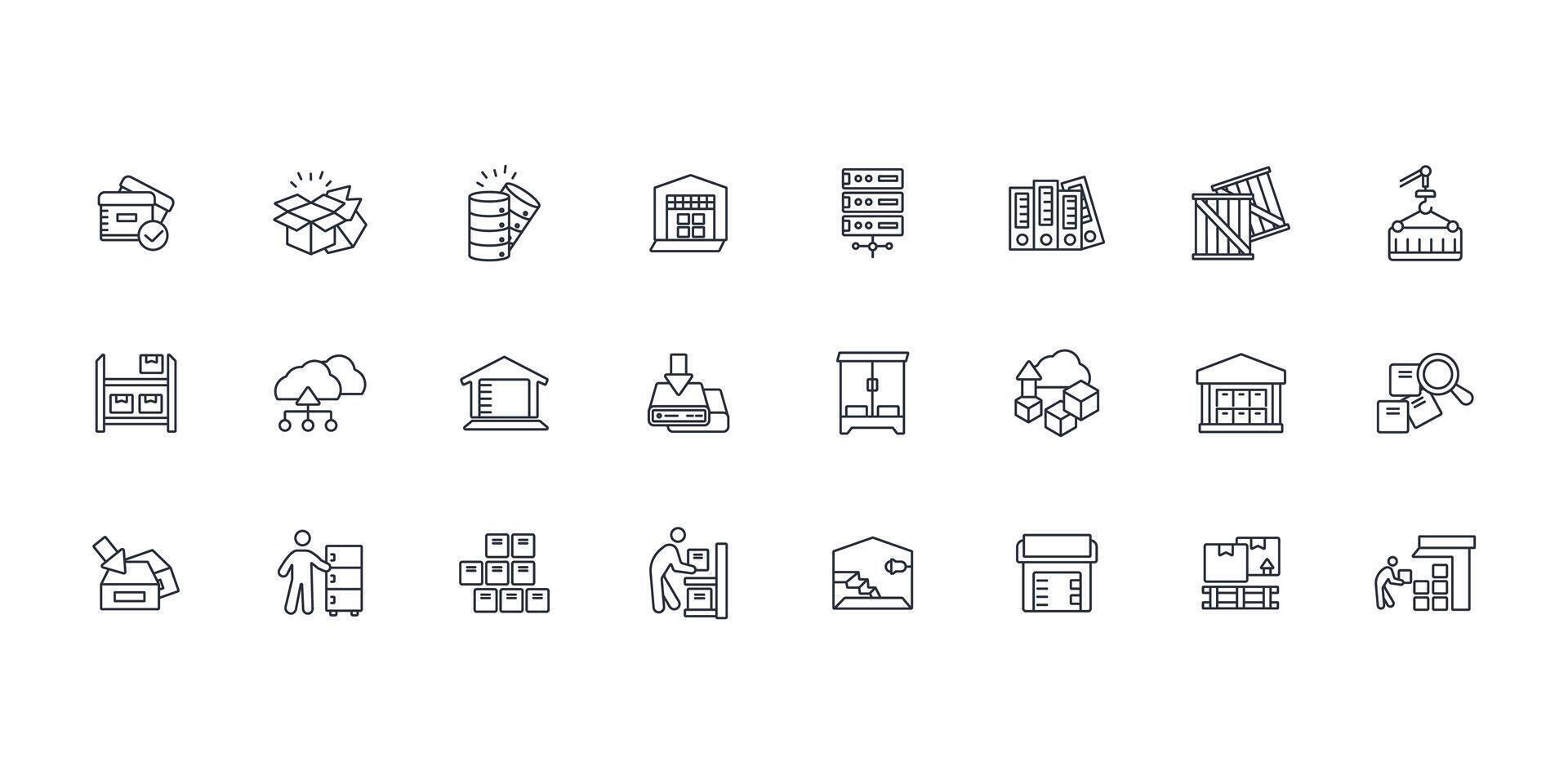 storage icon set..Editable stroke.linear style sign for use web design,logo.Symbol illustration. vector