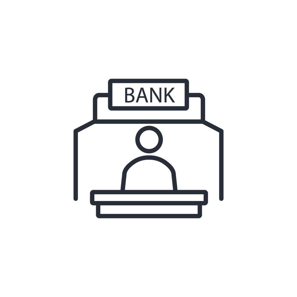 bank counter icon. .Editable stroke.linear style sign for use web design,logo.Symbol illustration. vector