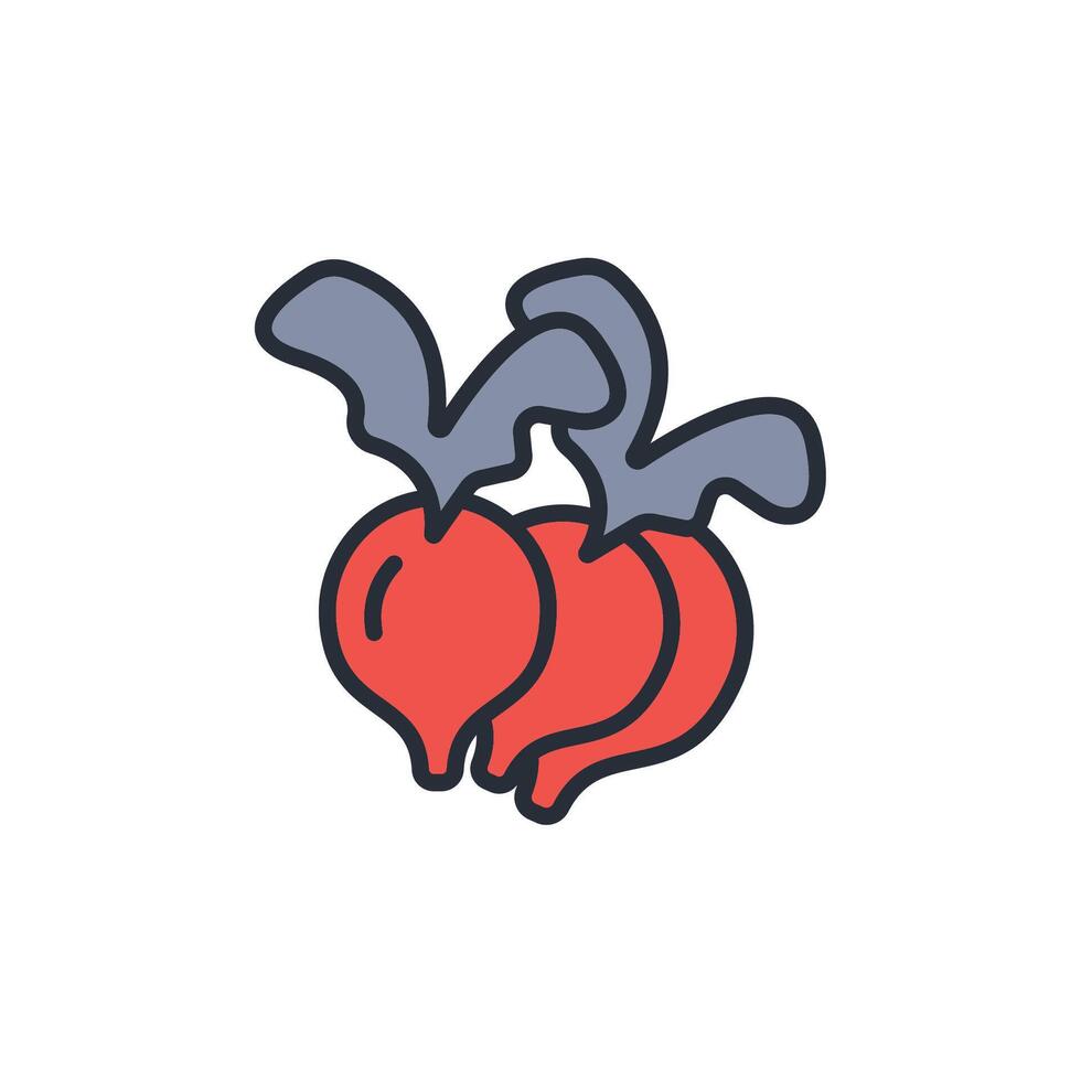 radish icon. .Editable stroke.linear style sign for use web design,logo.Symbol illustration. vector