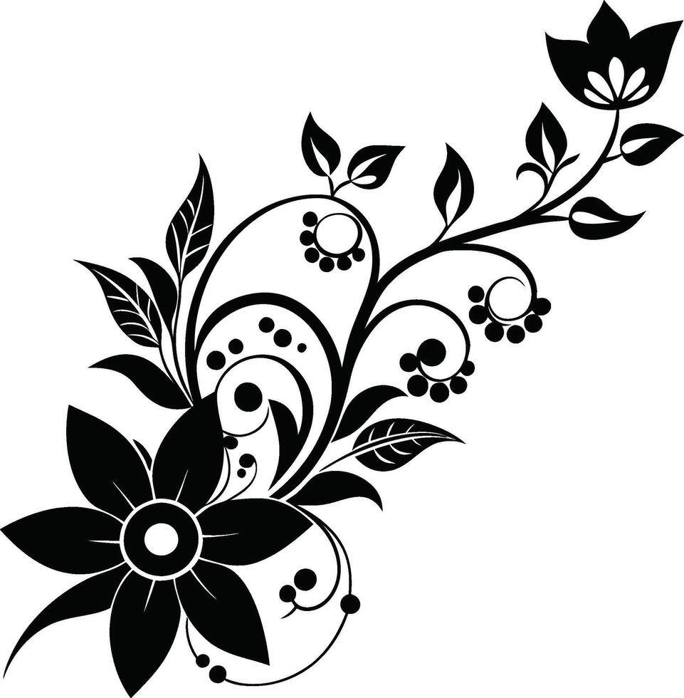 black corner floral design the floral simple. vector