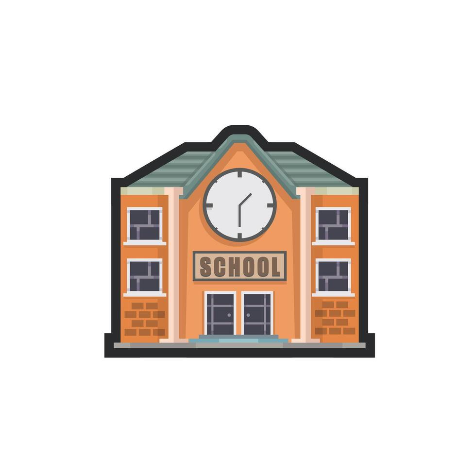 school building in outline flat design. vector