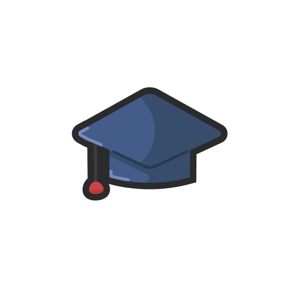 graduation cap in outline flat design. vector