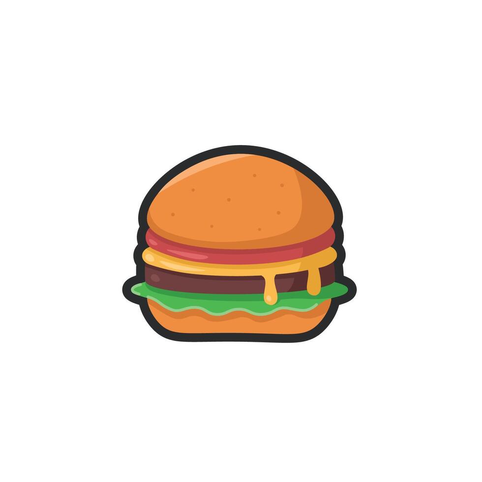 burger food in outline flat design. vector