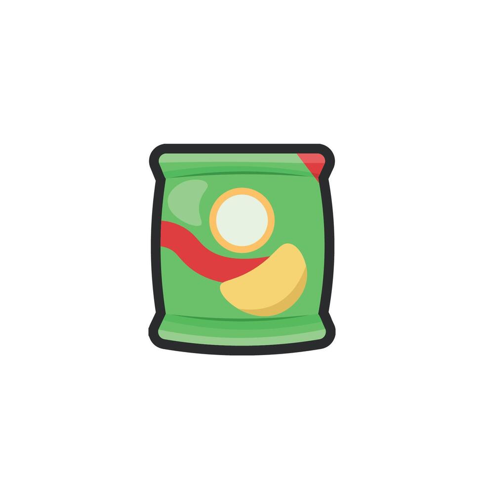 chips snack in outline flat design. vector