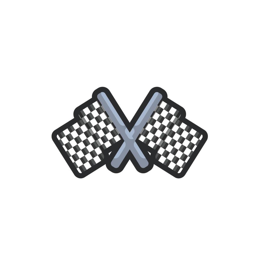 double race flat in outline flat design. vector