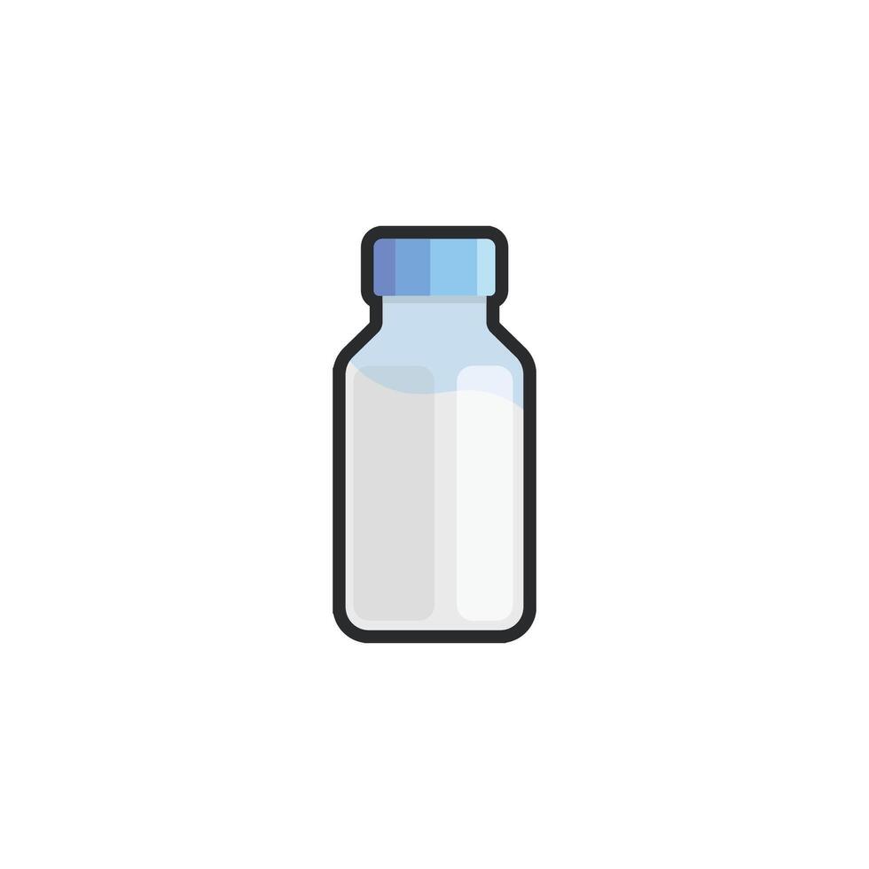 milk bottle in outline flat design. vector