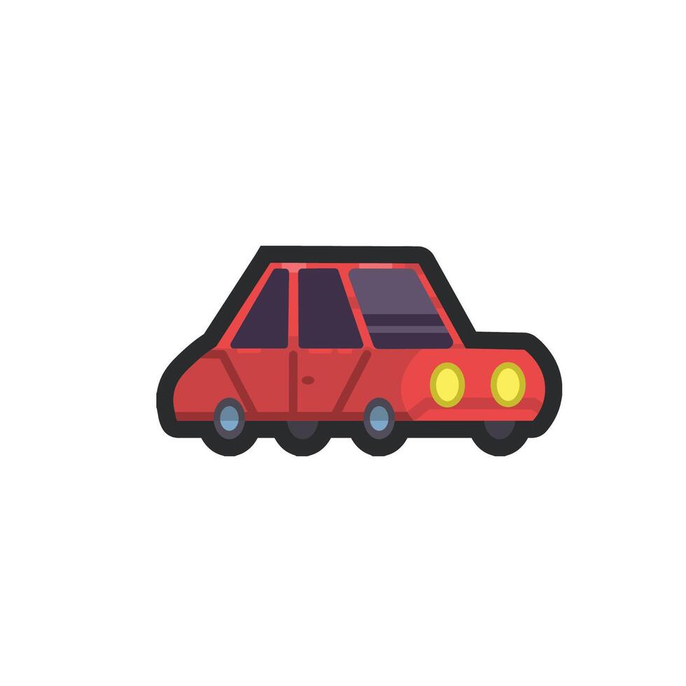 red car in outline flat design. vector