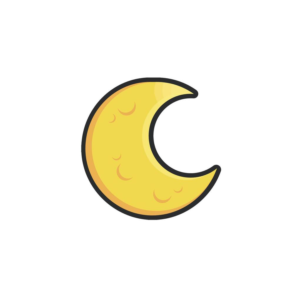 crescent moon in outline flat design. vector