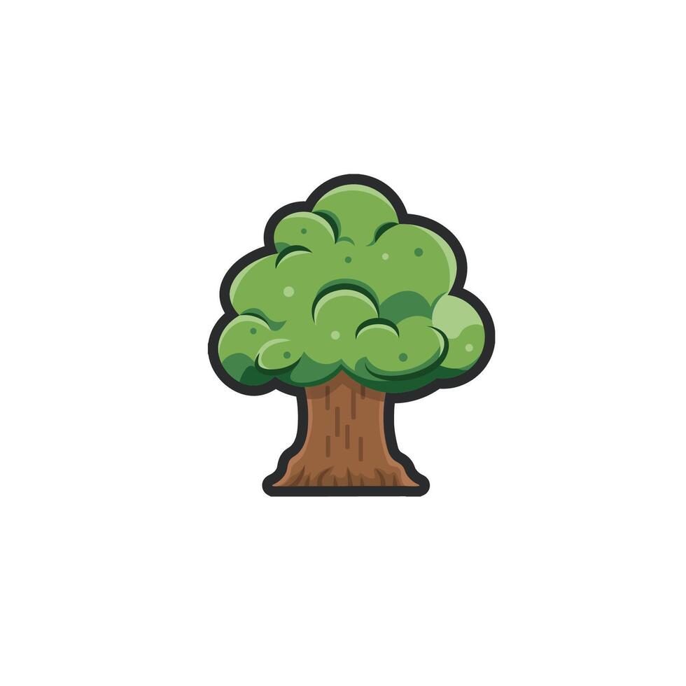 single tree in outline flat design. vector