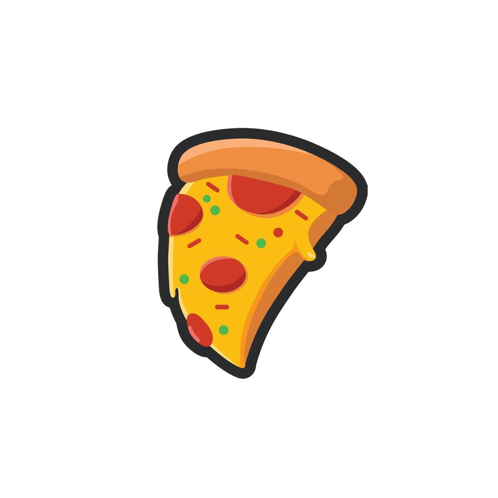 slice of pizza in outline flat design. vector