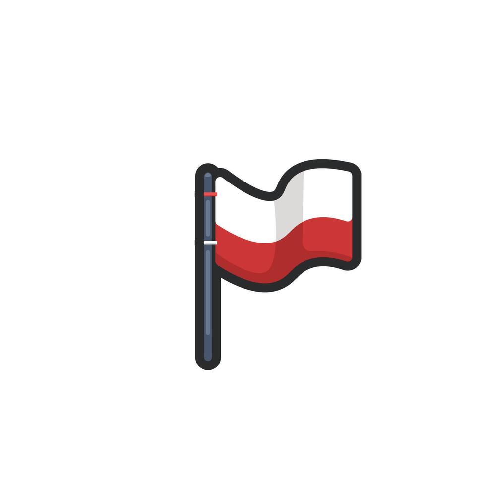 red and white flat in outline flat design. vector