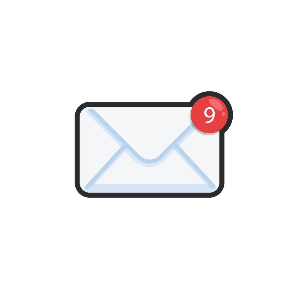 message notification sign in outline flat design. vector