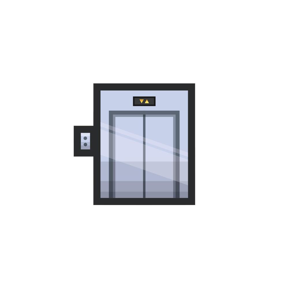 elevator door in outline flat design. vector