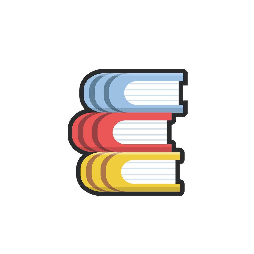 pile of books in outline flat design. vector