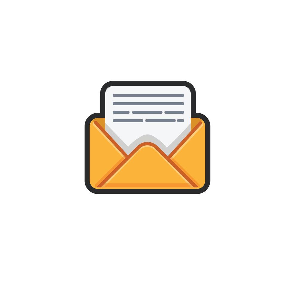 open message sign in outline flat design. vector
