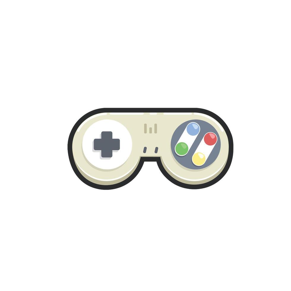 retro game stick controller in outline flat design. vector