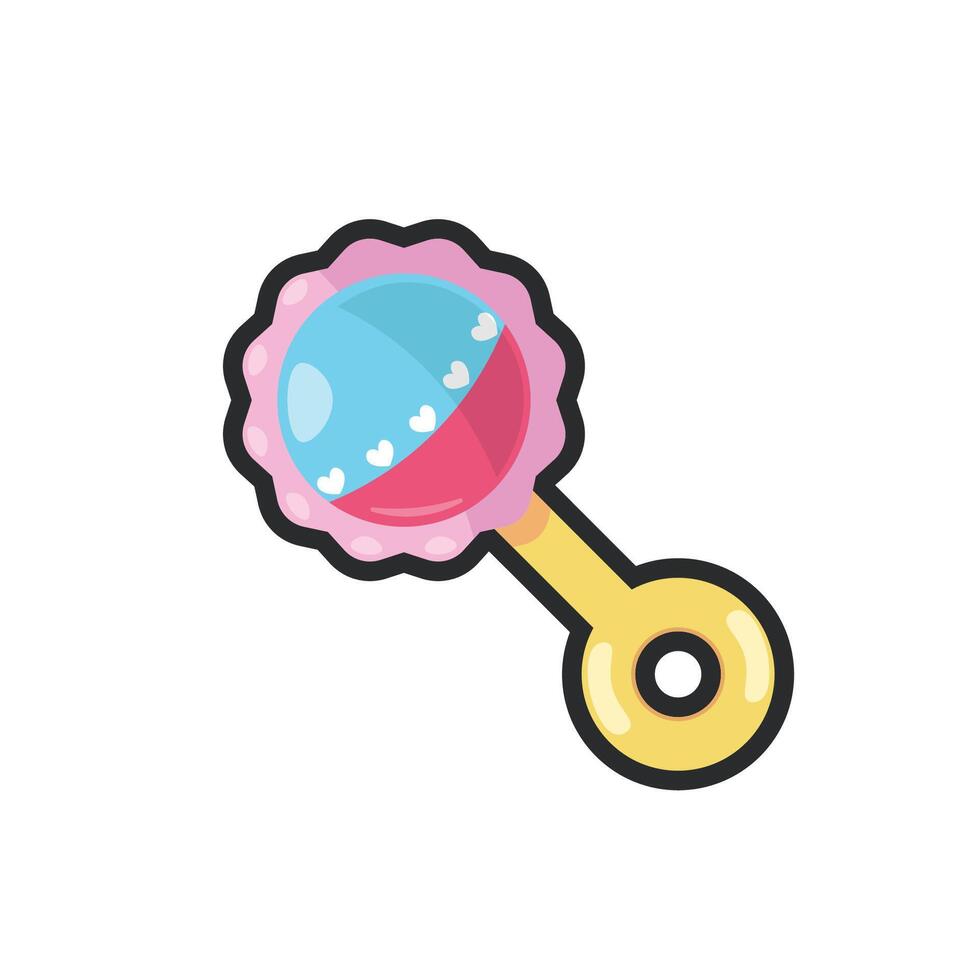 baby toy maracas in outline flat design. vector