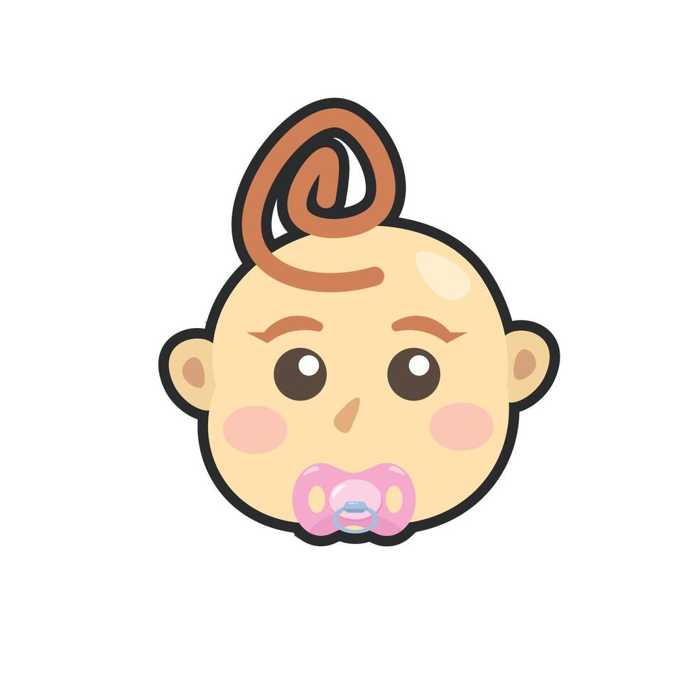 baby girl head in outline flat design. vector