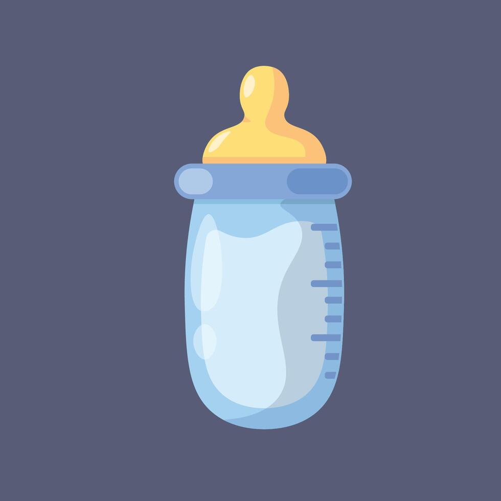 milk bottle with nipple in flat design. vector