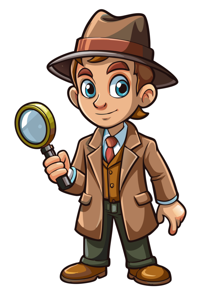 Detective Character Inspecting Clues png