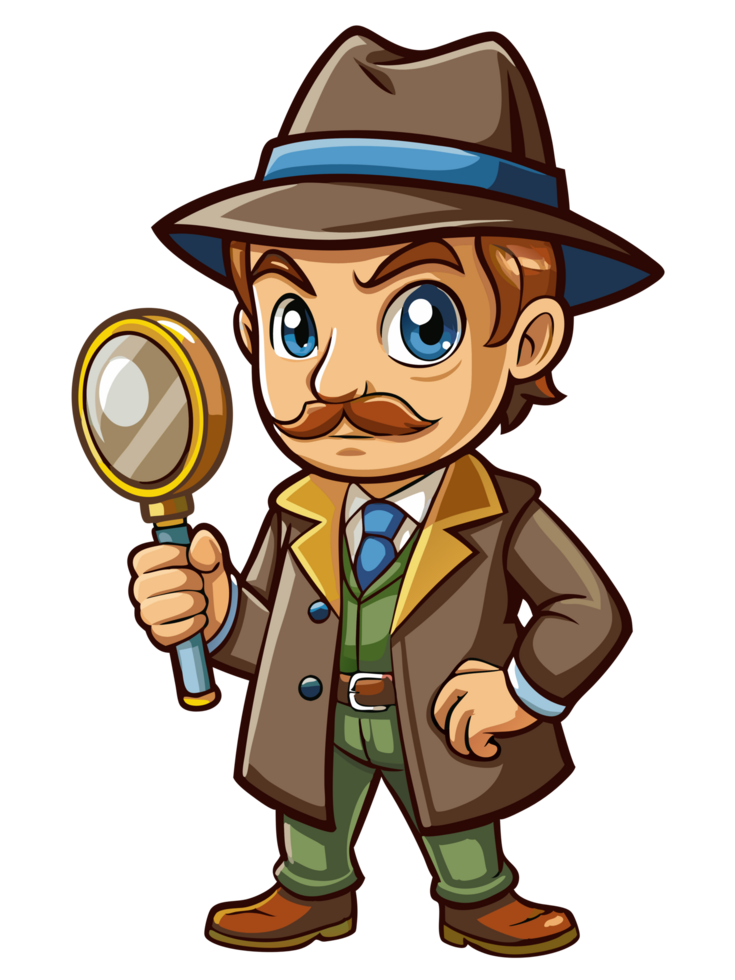 Detective Character Examining Clues png