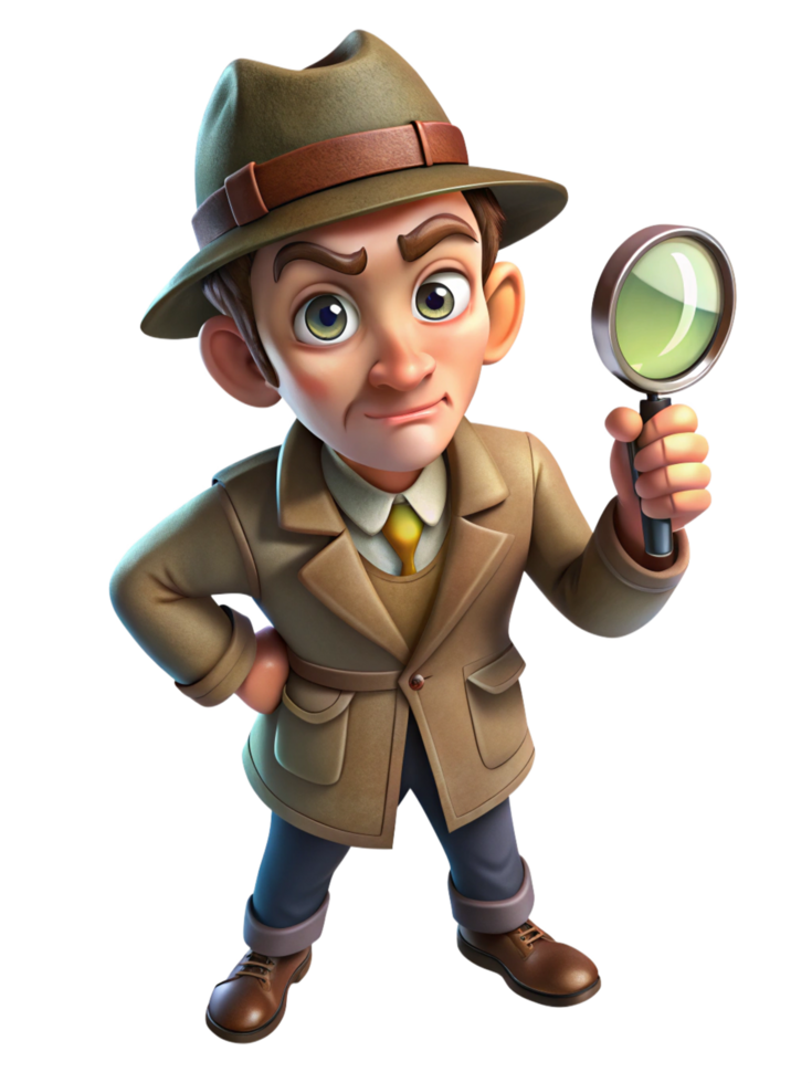 Sleuth Detective Character with Magnifier png