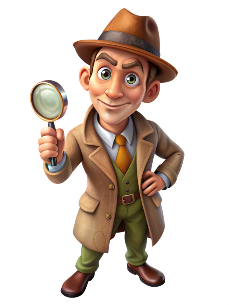 Vintage Detective Examining the Evidence png