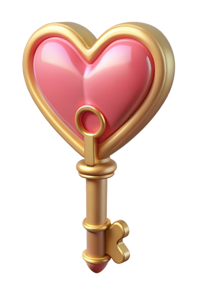 Elegant Ornate Heart Key with Vintage Details png