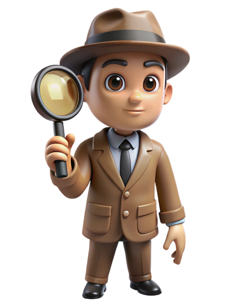 Vintage Detective Character Inspecting png