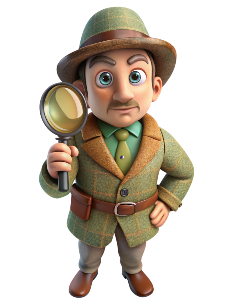 Vintage Detective with Magnifier Crime Solver png
