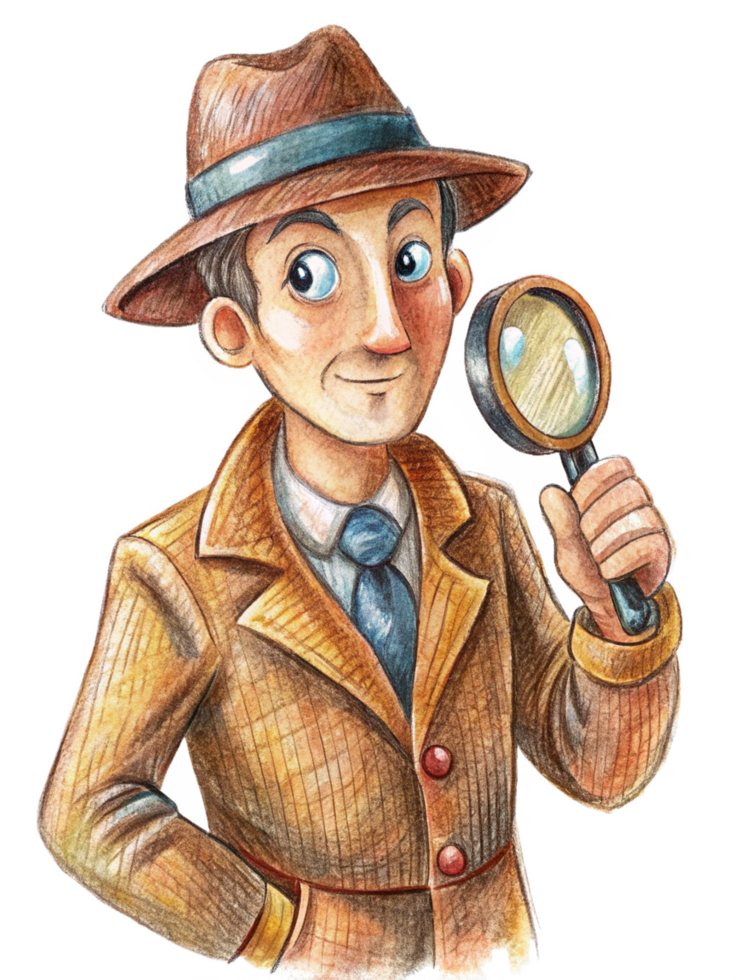 Investigative Sleuth with Magnifying Glass png