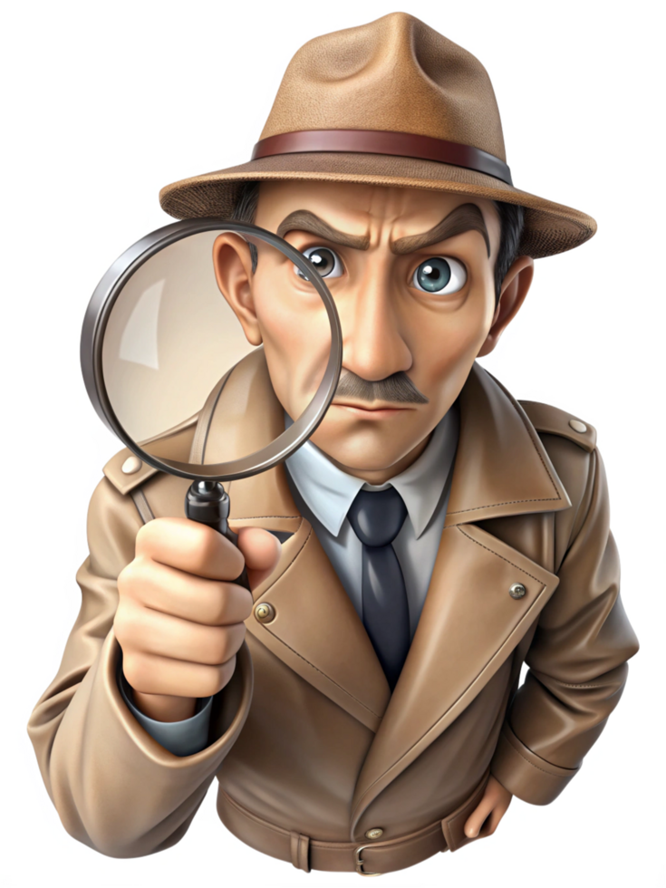 Classic Sleuth Holding a Magnifying Glass png