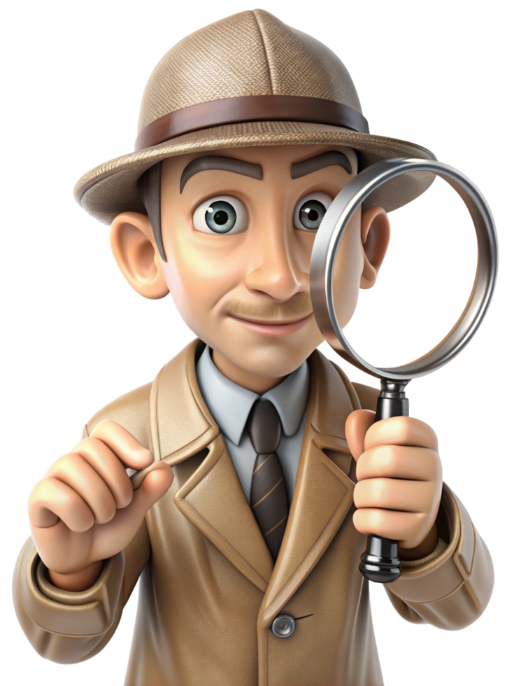 Investigative Detective with Magnifying Glass png
