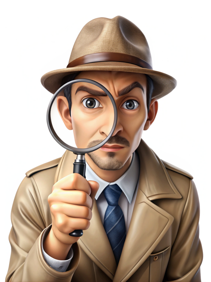 Classic Detective Character with Magnifying Glass png