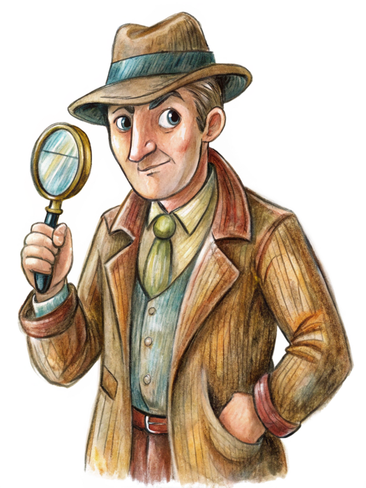 Curious Detective Searching for Answers png