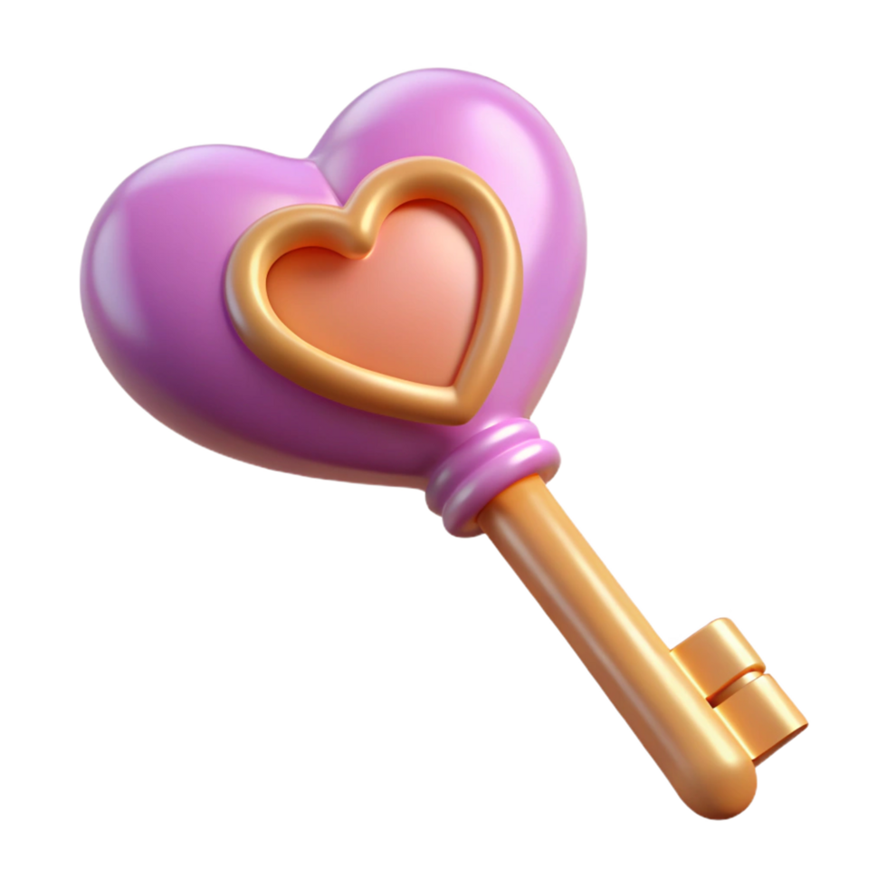 Luxurious Heart Key with Elegant Ornate Design png