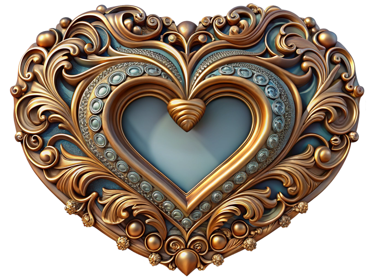 Classic Heart Frame with Ornate Patterns png