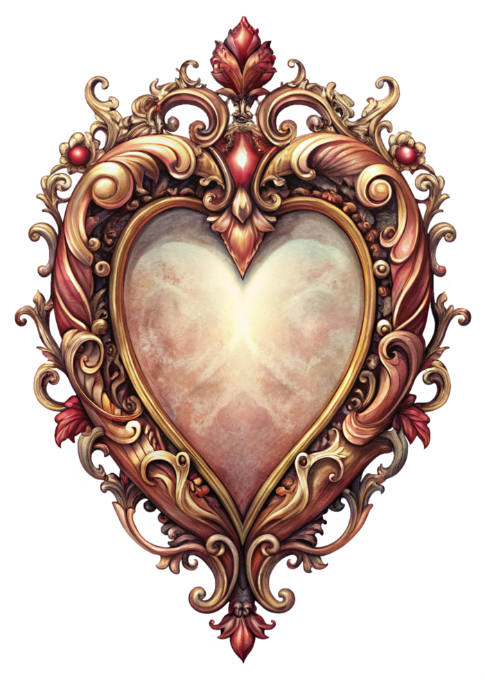 Luxurious Heart Frame with Intricate Ornate Design png