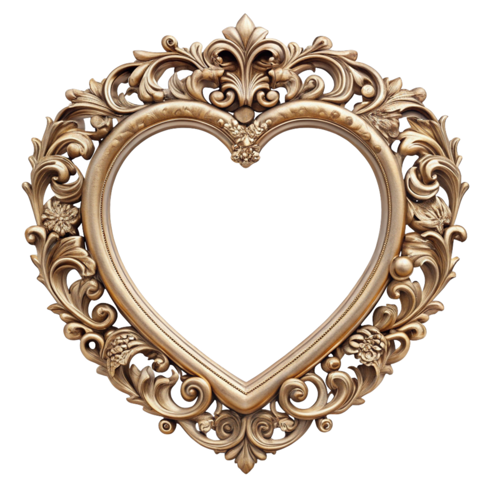 Luxurious Heart Frame with Vintage Ornate Details png