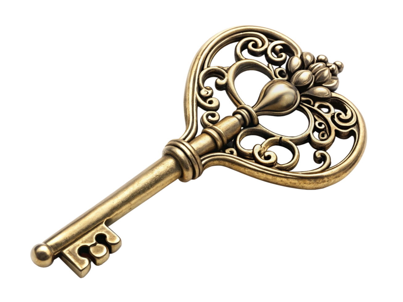 Romantic Heart Key with Intricate Ornate Design png