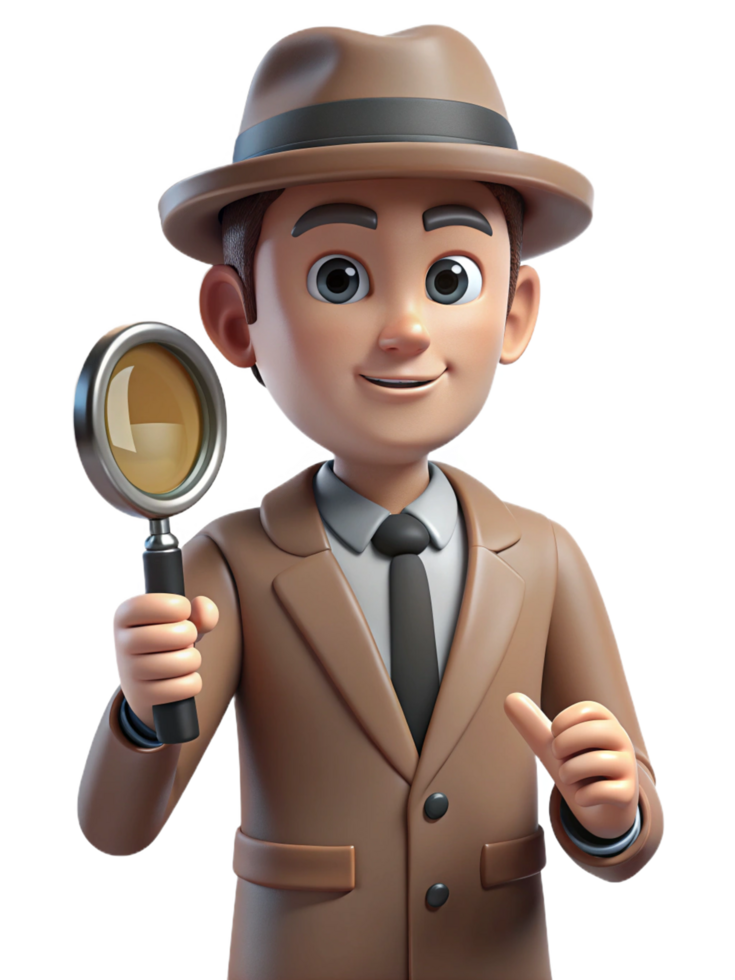 Detective with Magnifying Glass Mystery Solver png