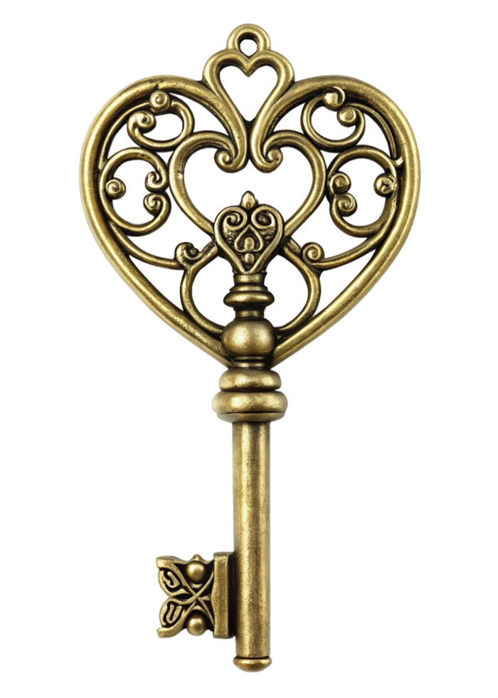 Elegant Ornate Heart Key for Decorative Use png